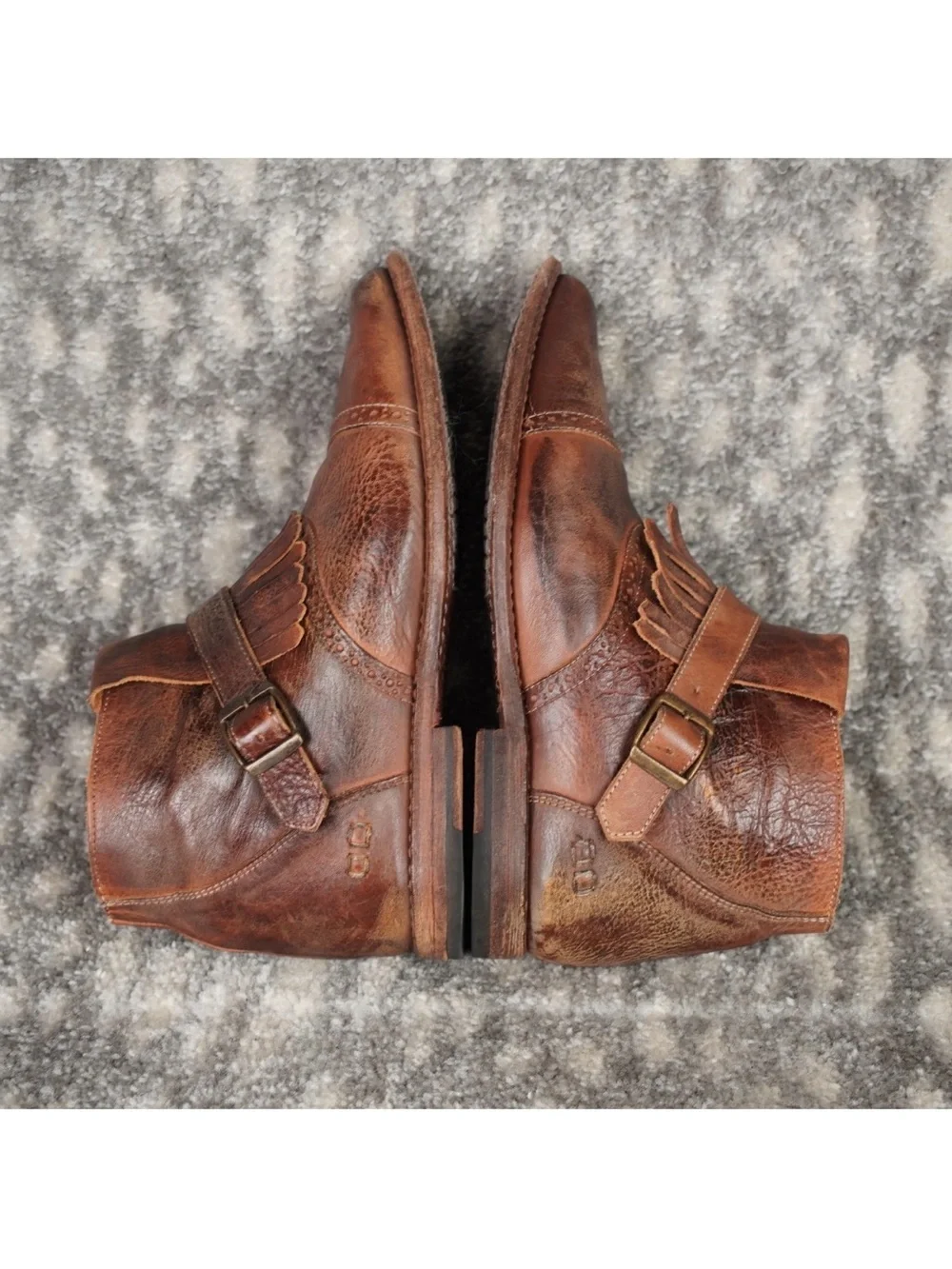 Bed Stu Cobbler Ankle Bootie With Fringe Women’s US8 Brown Leather Inside & Out